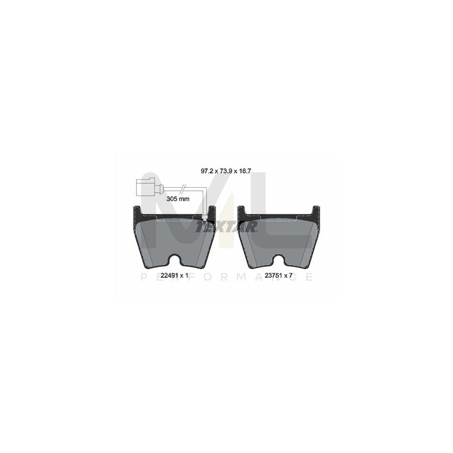TEXTAR 2249101 Brake pad set incl. wear warning contact