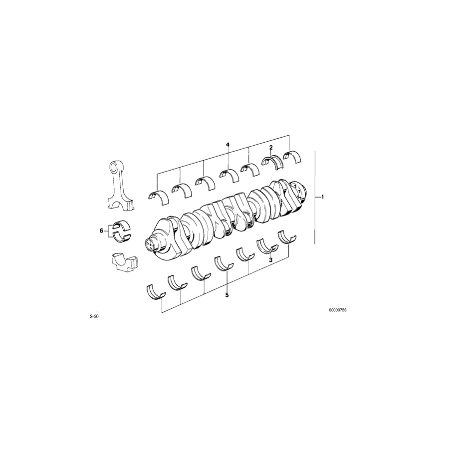 Genuine BMW 11211403794 E36 Crankshaft Without Bearing Shells S=91 (Inc. M3 & Z3 M)