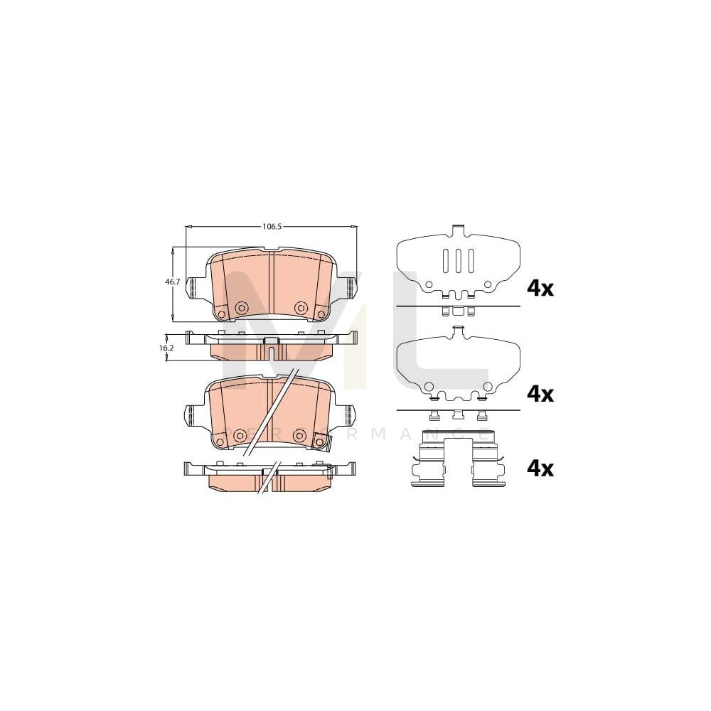 TRW Gdb2184 Brake Pad Set With Acoustic Wear Warning, With Accessories