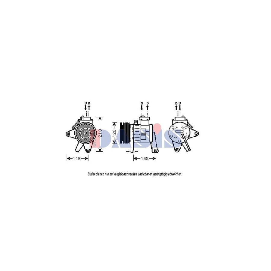 AKS Dasis 851007N Compressor, Air Conditioning for Chrysler Voyager / Grand Voyager III (Gs)