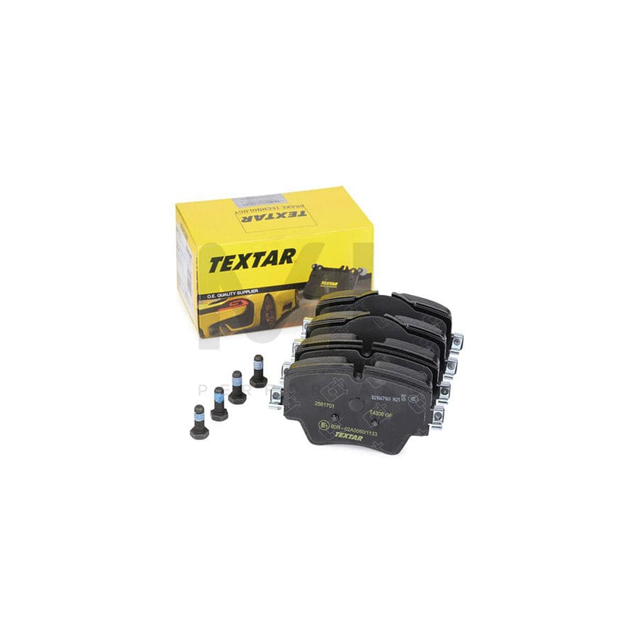 TEXTAR 2561701 Brake pad set prepared for wear indicator, with brake caliper screws