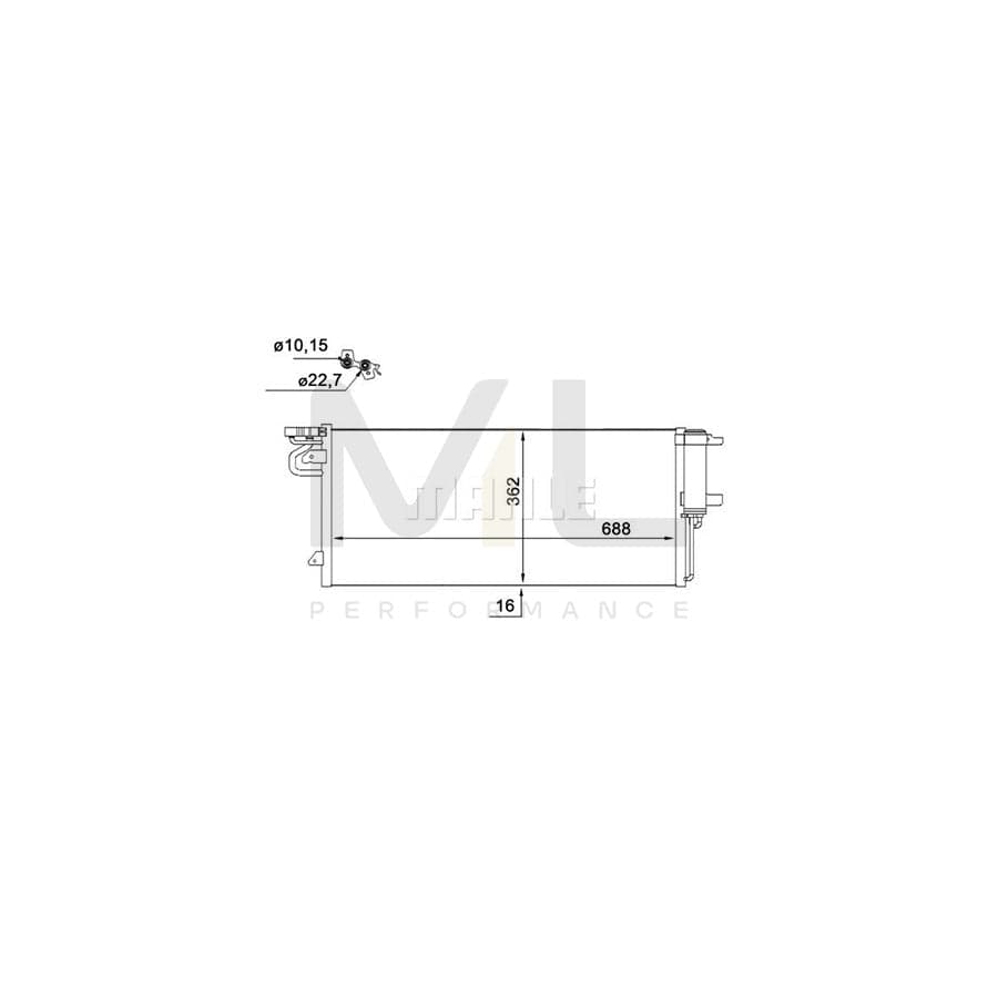 MAHLE ORIGINAL AC 103 000S Air conditioning condenser with dryer, without pressure switch | ML Performance Car Parts