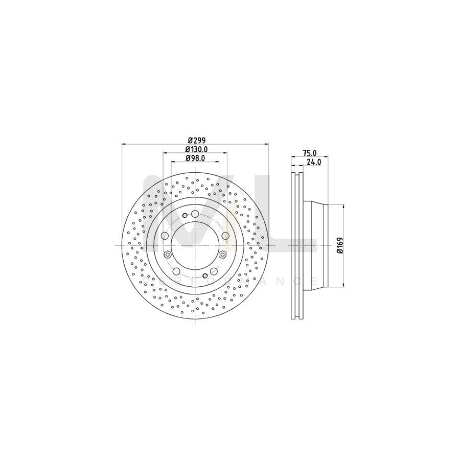 HELLA PRO High Carbon 8DD 355 127-521 Brake Disc Internally Vented, Perforated, Coated, High-carbon, without wheel hub, without wheel studs | ML Performance Car Parts
