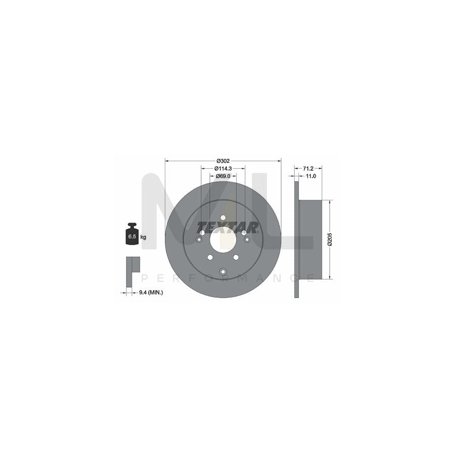 TEXTAR 92166100 Brake Disc for HYUNDAI SANTA FE Solid, without wheel hub, without wheel studs  - 1 piece