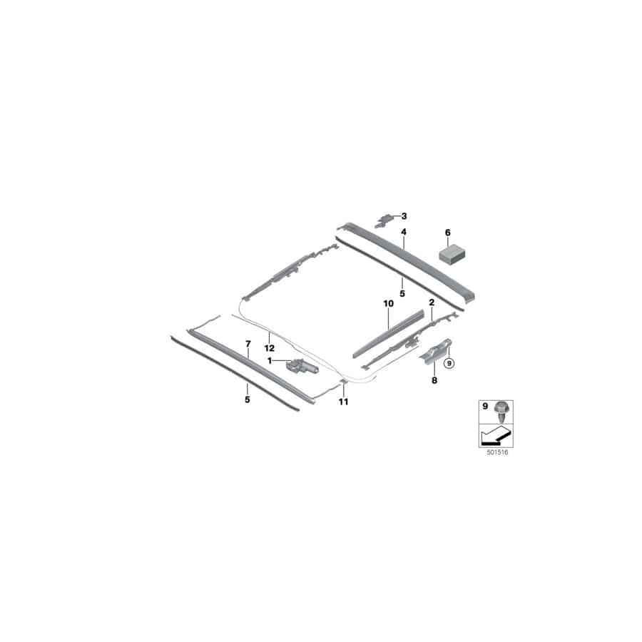 Genuine BMW 54107308871 G20 Drive Cable For Roller Sunblind (Inc. 330d, 320dX & 330dX)
