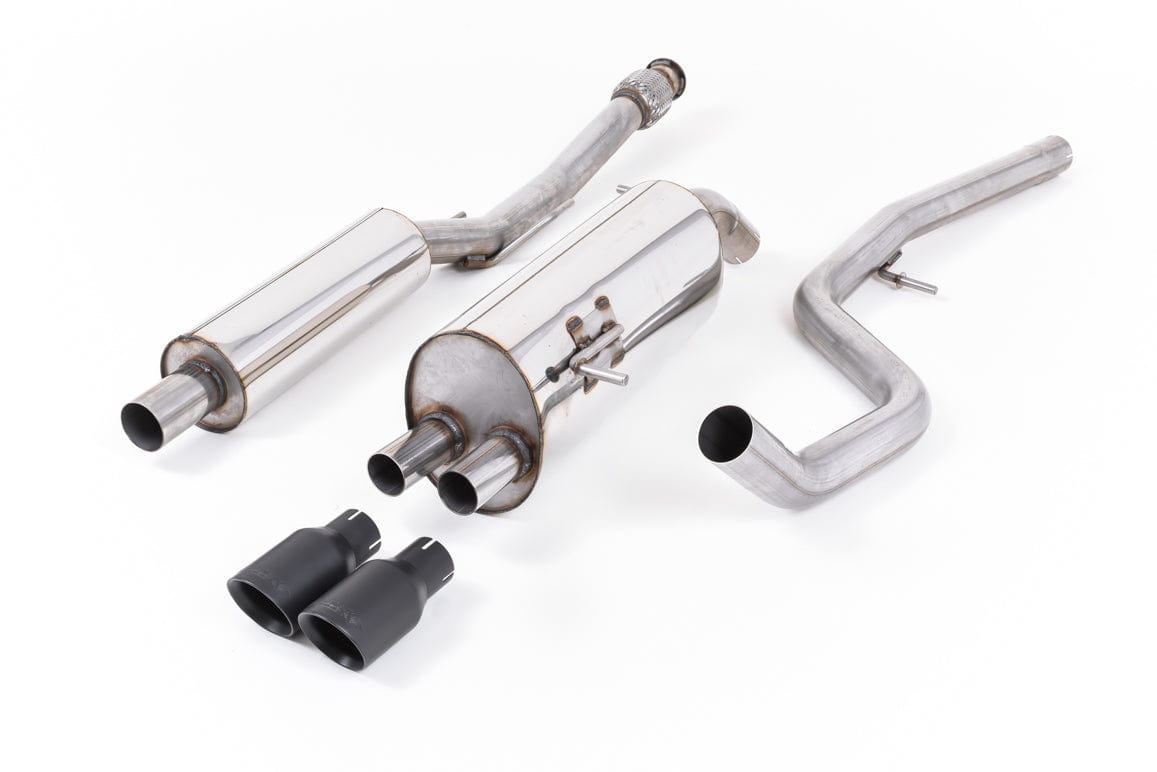 MillTek SSXPE108 Peugeot 208 Resonated Cat-Back Exhaust with Cerakote Black Tips - EC Approved