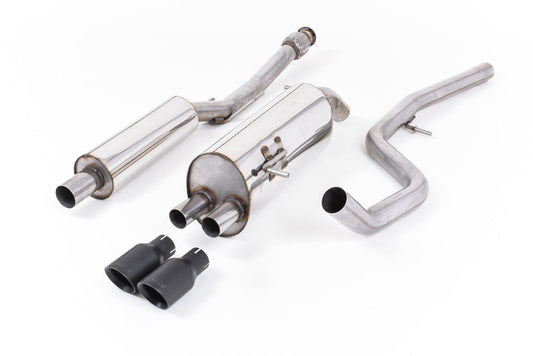MillTek SSXPE108 Peugeot 208 Resonated Cat-Back Exhaust with Cerakote Black Tips - EC Approved