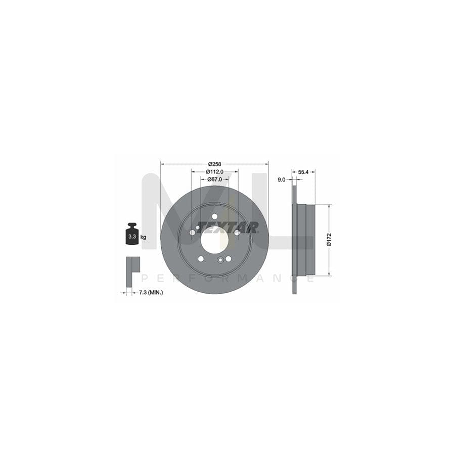 TEXTAR 92059500 Brake Disc Solid, without wheel hub, without wheel studs  - 1 piece