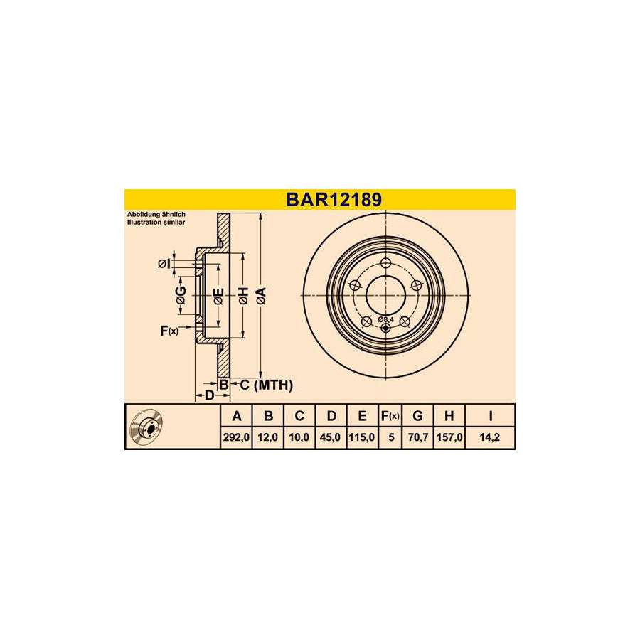 Barum Bar12189 Brake Disc