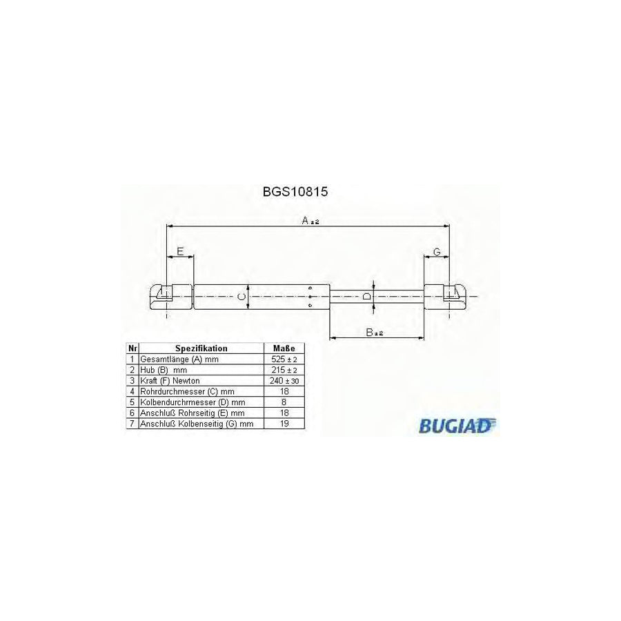 BUGIAD Bgs10815 Bonnet Strut for Saab 900