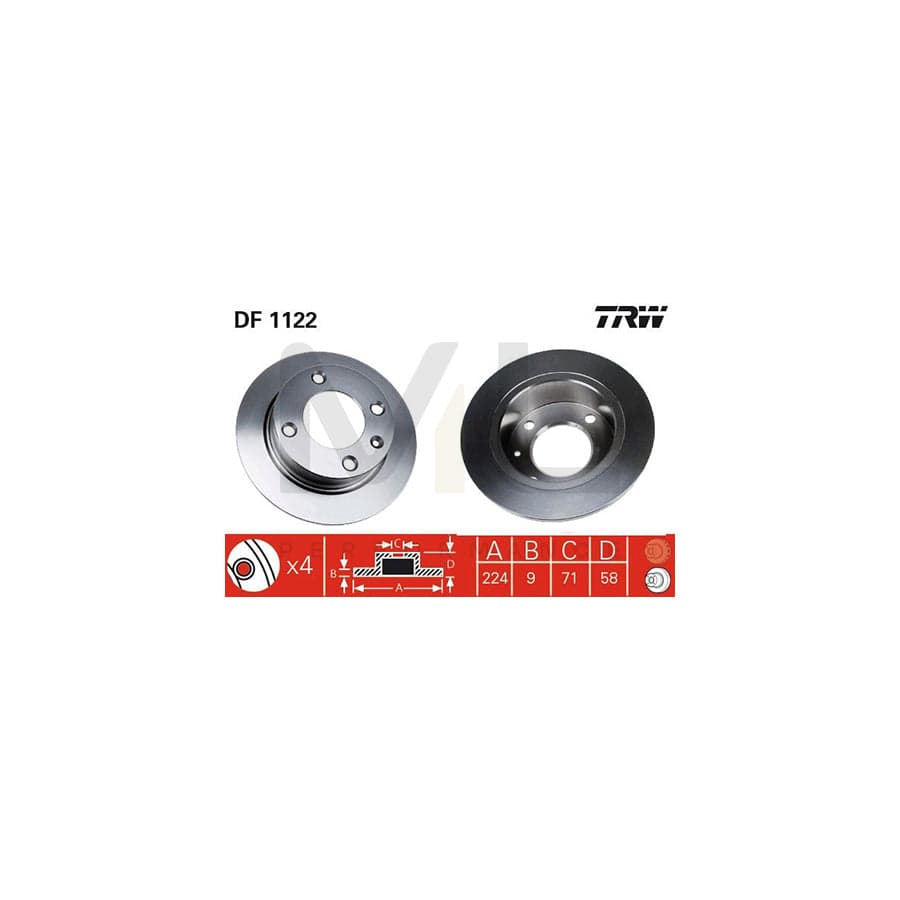 TRW DF1122 Brake Disc for CITRO??? XANTIA Solid, Painted  - 1 piece