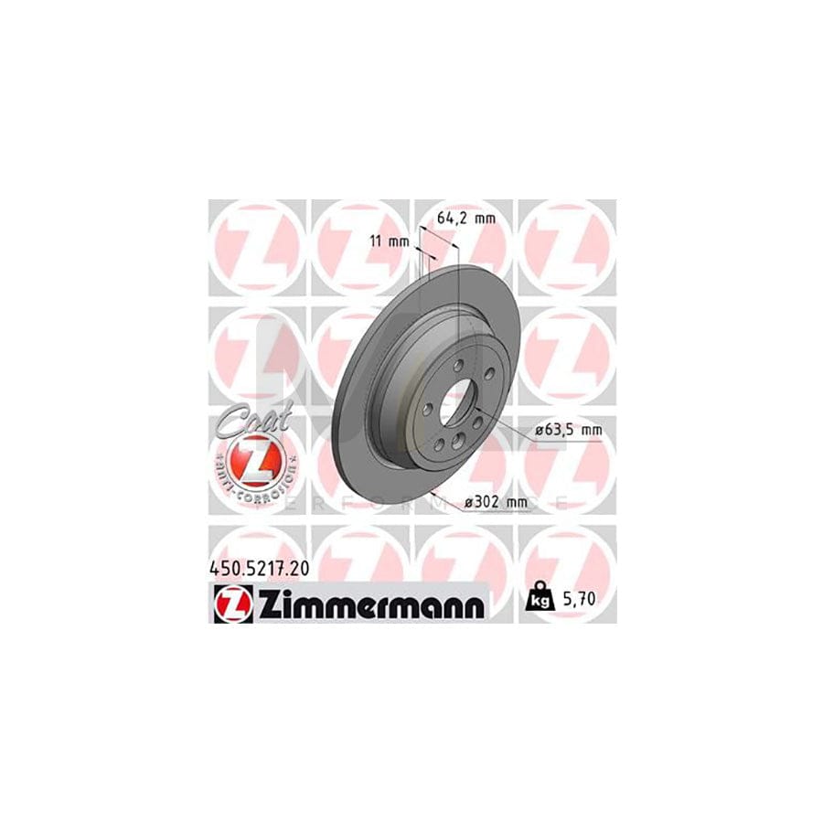 ZIMMERMANN COAT Z 450.5217.20 Brake Disc for LAND ROVER Freelander 2 Off-Road (L359) Solid, Coated  - 1 piece