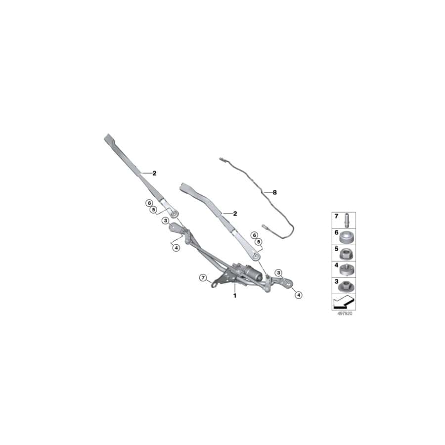Genuine BMW 61617427901 G20 G21 Wiper System, Complete LL (Inc. M340iX, 320iX & 318d)