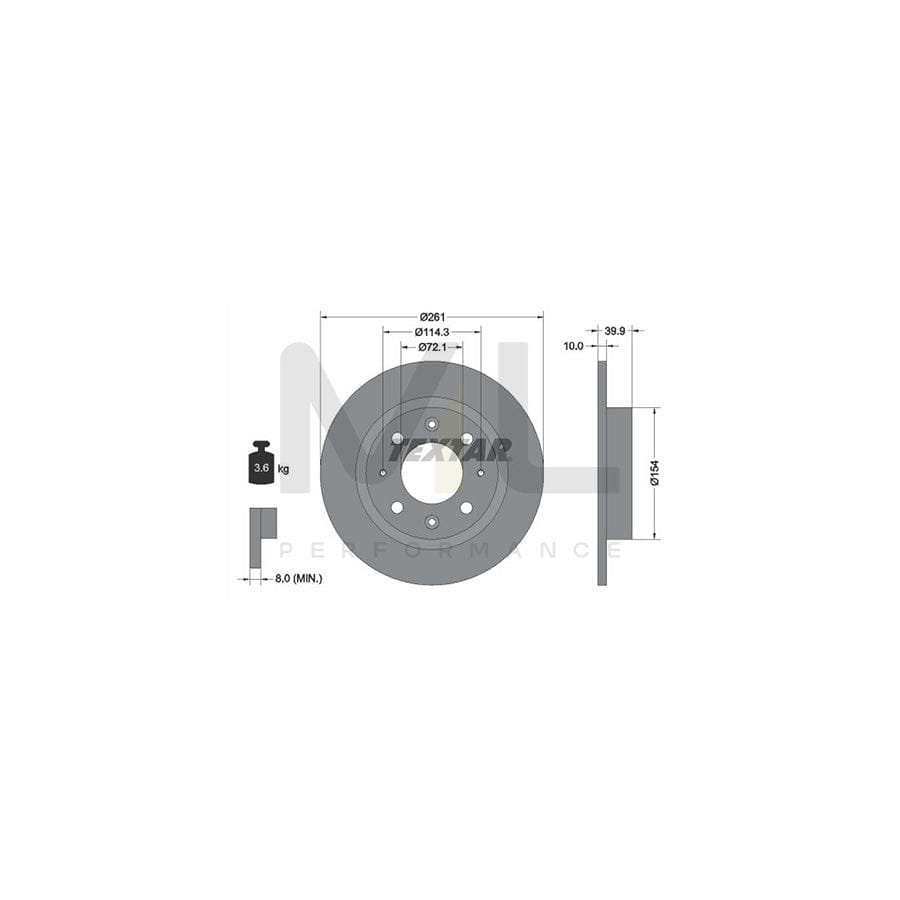 TEXTAR 92104300 Brake Disc Solid, without wheel hub, without wheel studs  - 1 piece