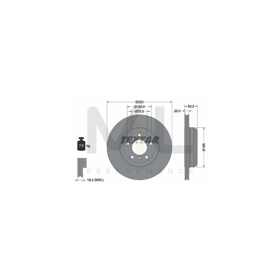 TEXTAR 92122700 Brake Disc Externally Vented, without wheel hub, without wheel studs  - 1 piece