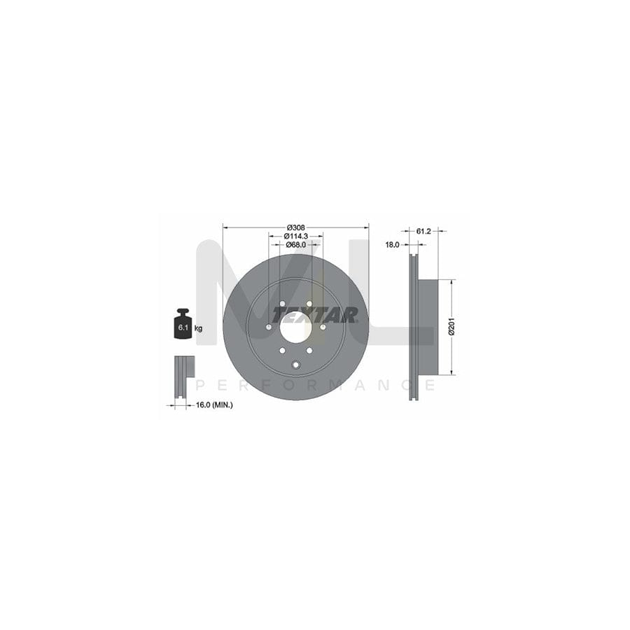 TEXTAR 92296403 Brake Disc suitable for MERCEDES-BENZ X-Class Internally Vented, Coated, without wheel hub, without wheel studs  - 1 piece