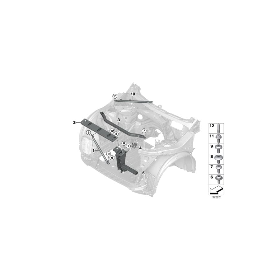 Genuine BMW 51617210319 F25 F26 Strut Tower Brace, Left (Inc. X4 35dX, X4 M40iX & X3 28i)