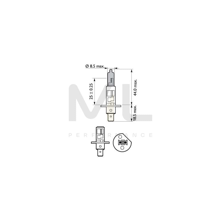 PHILIPS 12258WVUSM Bulb, spotlight H1 12V 55W P14,5s Halogen
