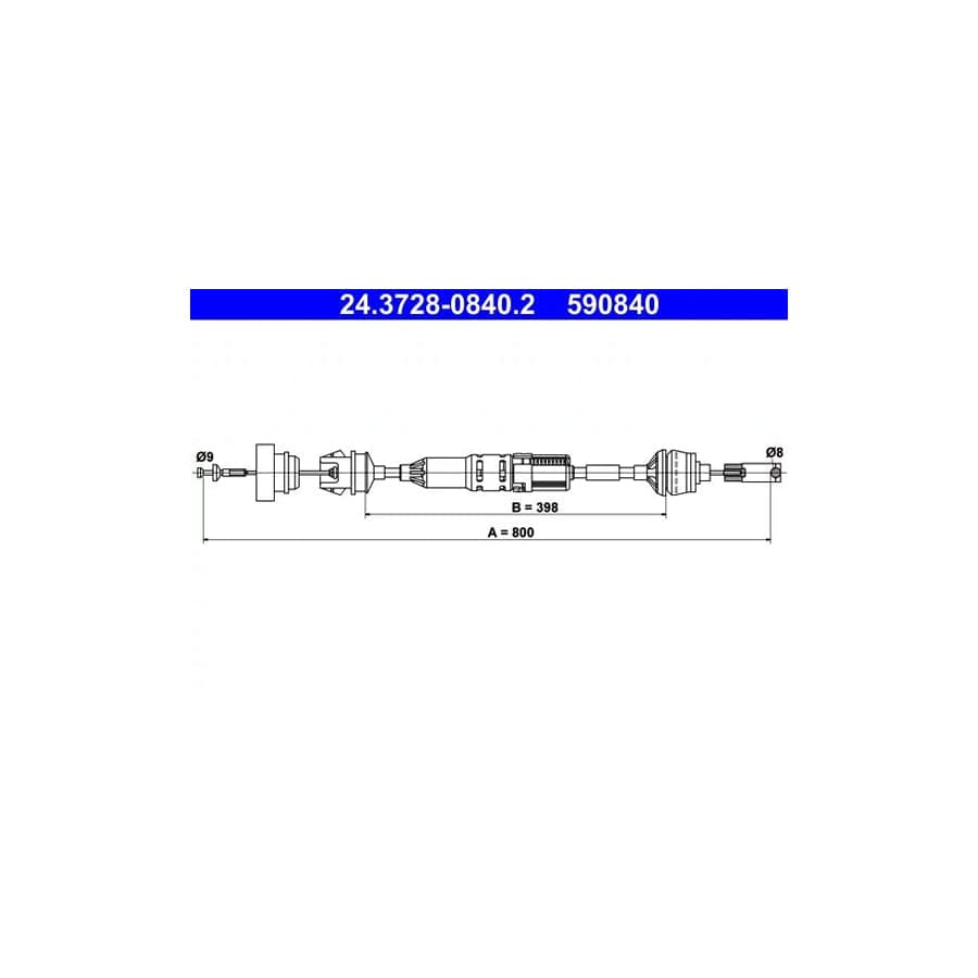 ATE 24.3728-0840.2 Clutch Cable for Peugeot 406