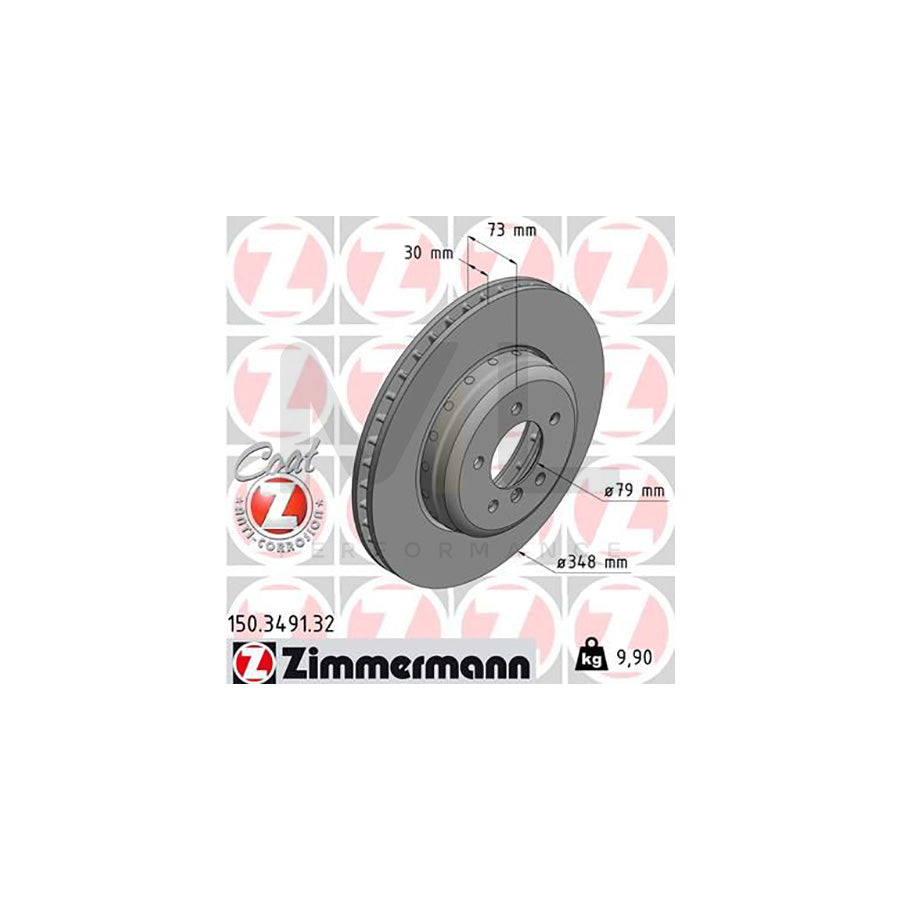 ZIMMERMANN FORMULA F COAT Z 150.3491.32 Brake Disc for BMW Z4 Roadster (E89) Internally Vented, Two-piece brake disc, Coated, High-carbon  - 1 piece