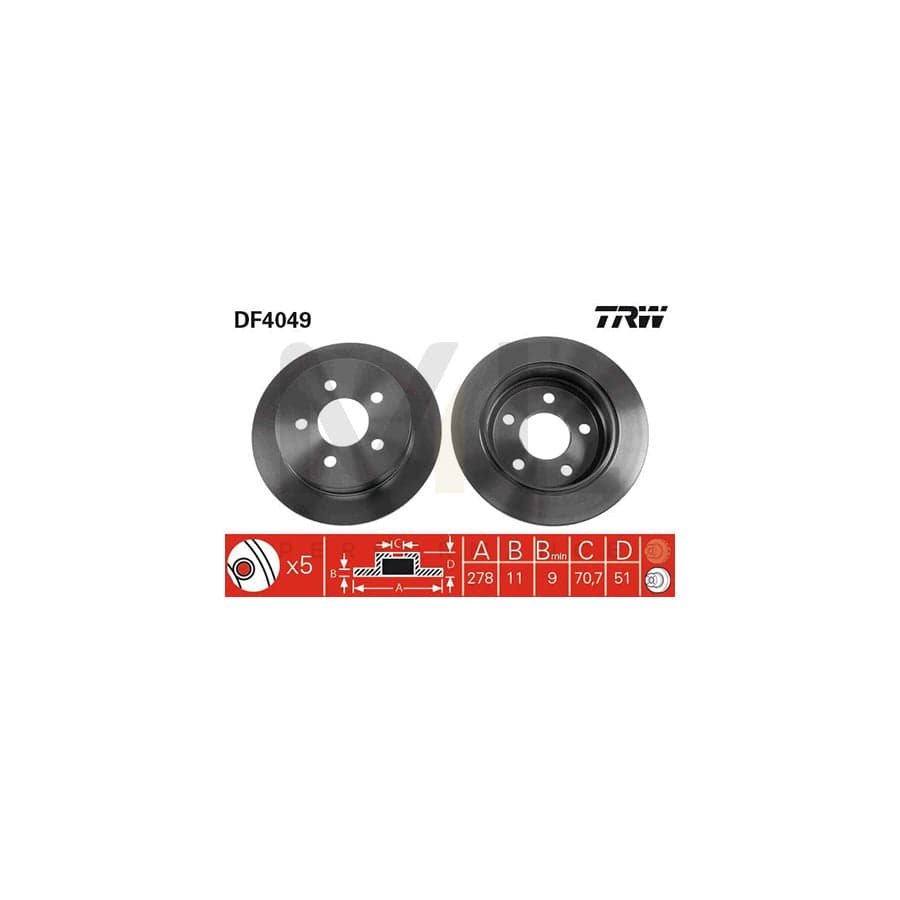 TRW DF4049 Brake Disc Solid, Painted  - 1 piece
