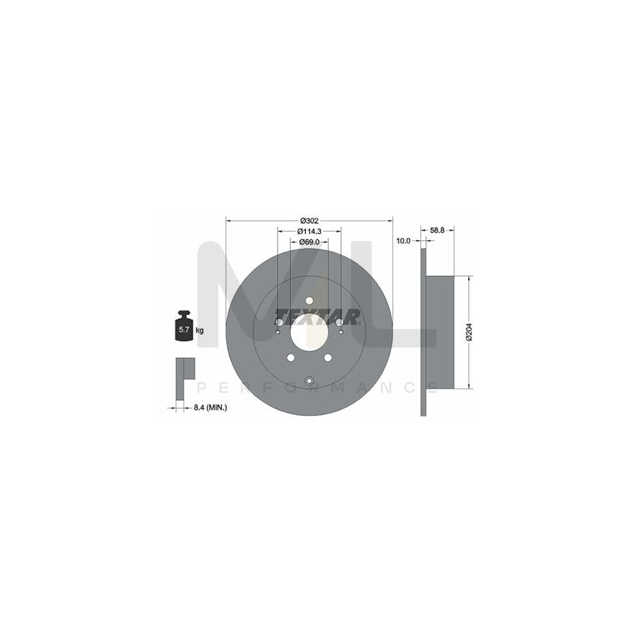 TEXTAR PRO 92148403 Brake Disc Solid, Coated, without wheel hub, without wheel studs  - 1 piece