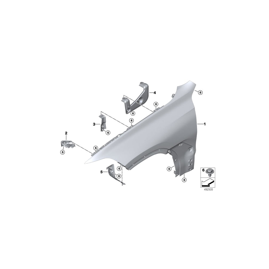 Genuine BMW 41007492366 G05 G06 Side Panel Bracket, Front Right 1 (Inc. X5 30dX, X6 M50iX & X6 30iX)