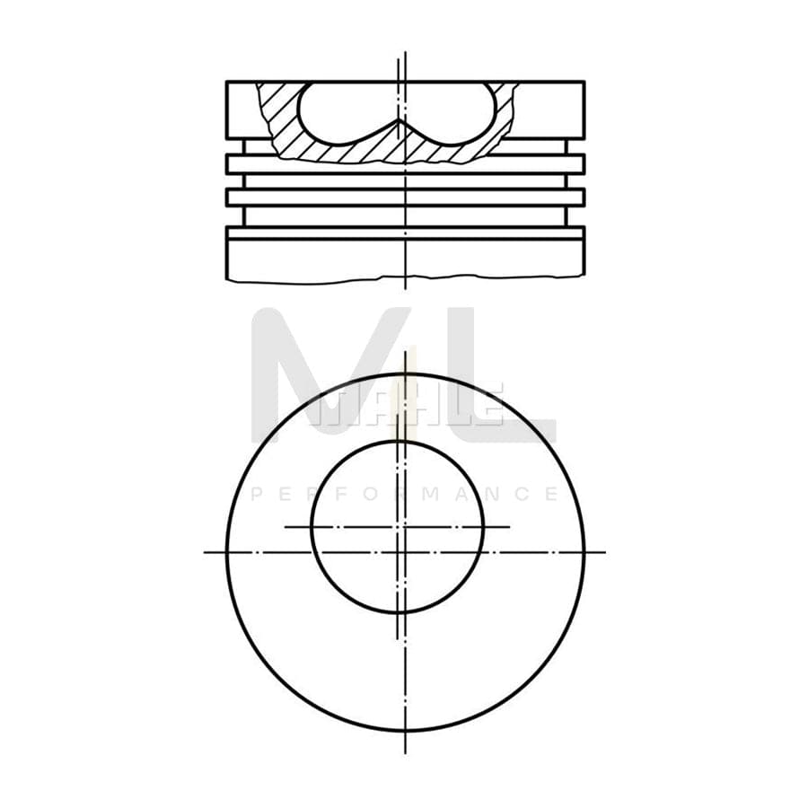 MAHLE ORIGINAL 201 44 00 Piston 90,47 mm, with piston ring carrier, without cooling duct | ML Performance Car Parts