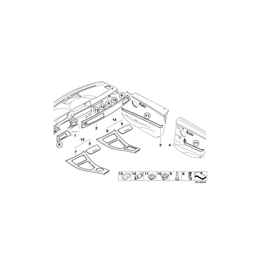Genuine BMW 51417139064 E90 Aluminum Decor Strip, Front Right Door (Inc. 316i, 330xd & 318d)