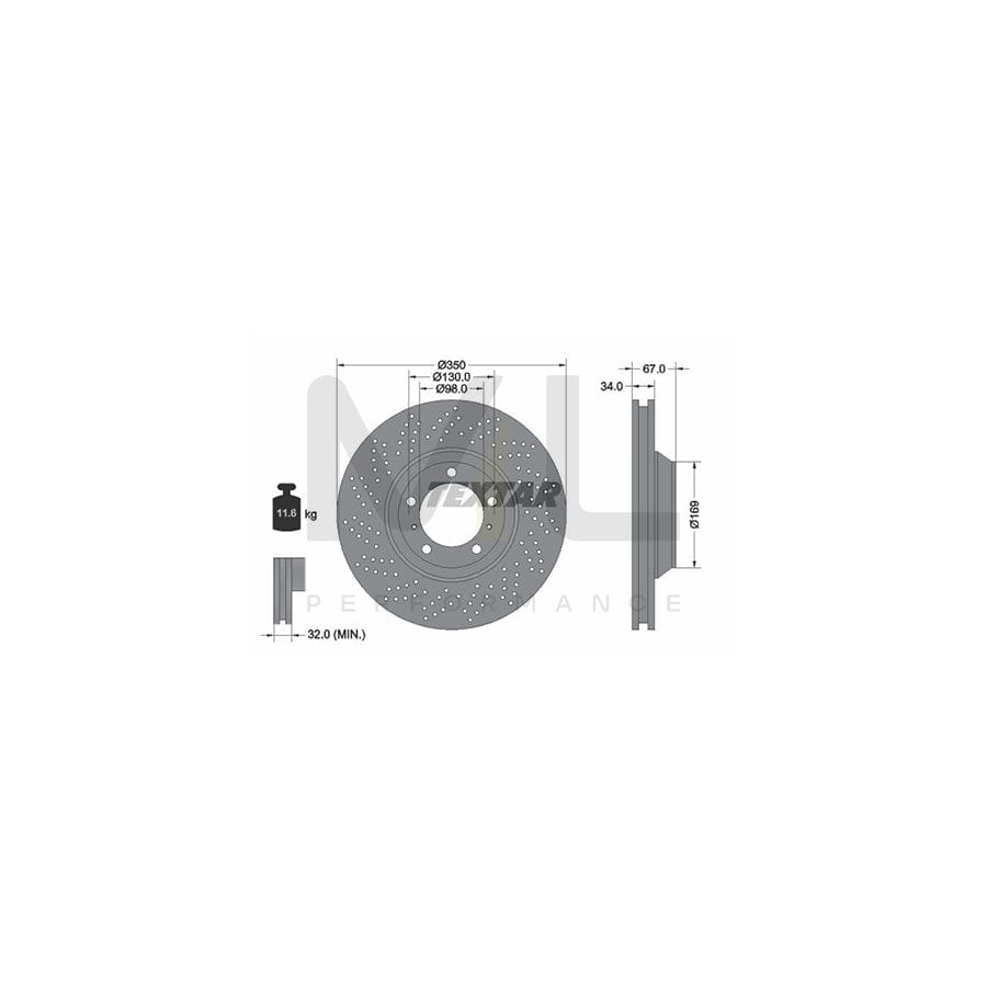 TEXTAR OE-Line 92216710 Brake Disc for PORSCHE 911 Coupe (997) Internally Vented, High-carbon, without wheel hub, without wheel studs