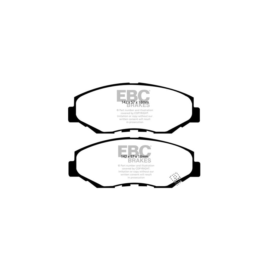 EBC PD03KF1348 Honda CR-V Mk2 Yellowstuff Front Brake Pad & Plain Disc Kit - Akebono Caliper 2 | ML Performance UK Car Parts