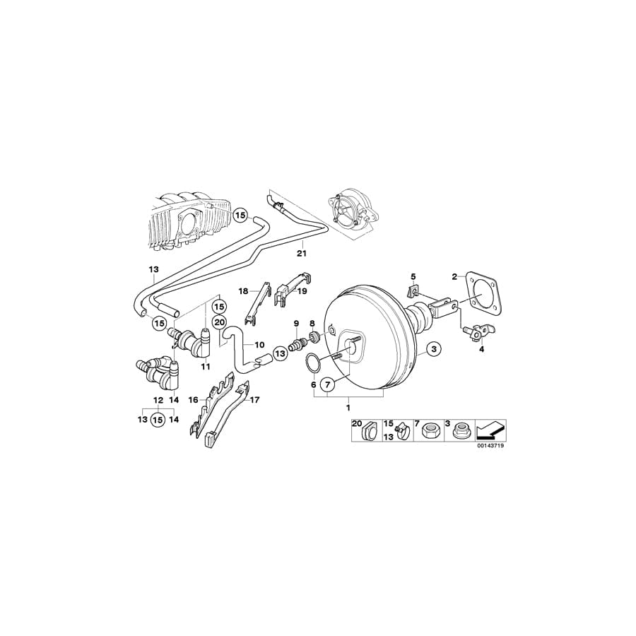 Genuine BMW 34331164124 E39 Vacuum Pipe (Inc. 540i, 535i & 540iP)