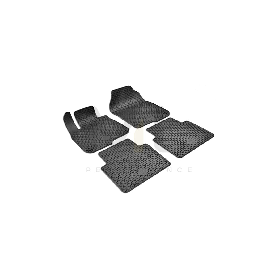 WALSER RubberLine 50843 Floor mat set Elastomer, Front and Rear, Quantity: 4, Black