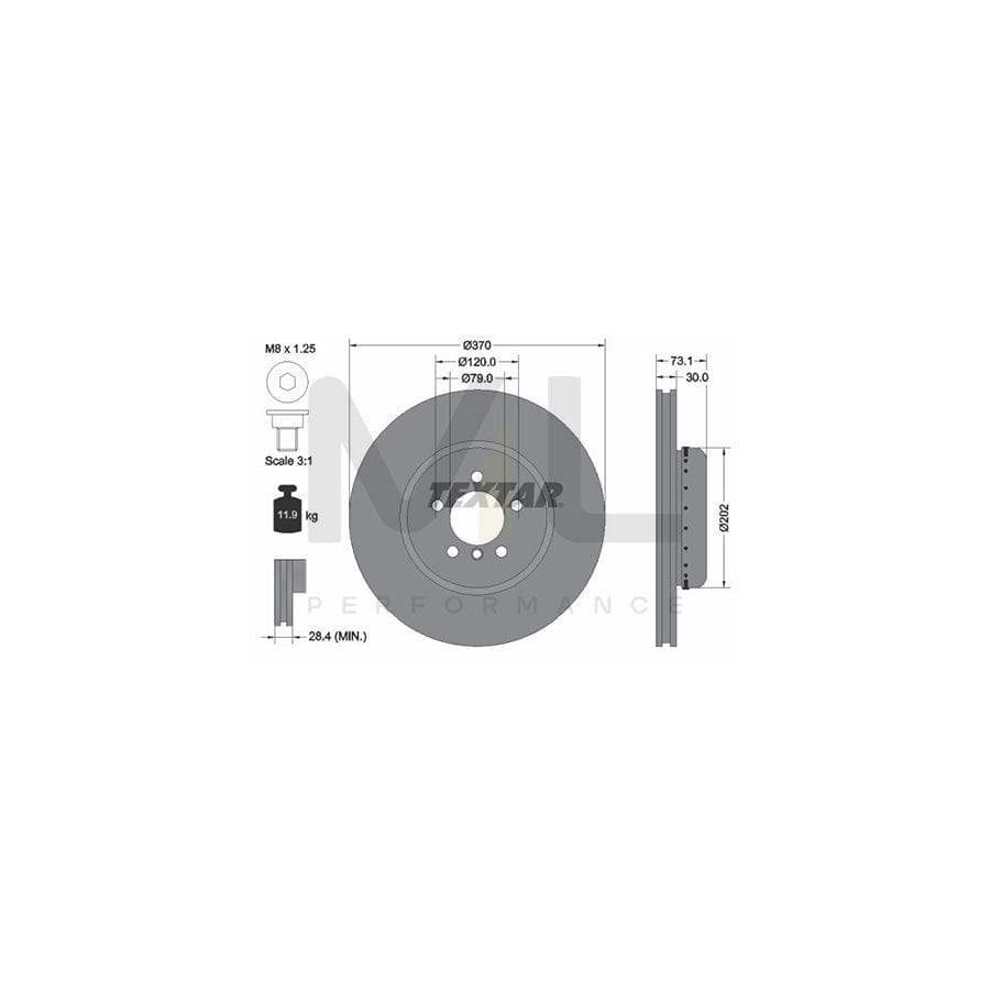 TEXTAR 92265325 Brake Disc PRO+, Internally Vented, Two-piece brake disc, Coated, High-carbon, with bolts/screws, without wheel hub, without wheel studs  - 1 piece