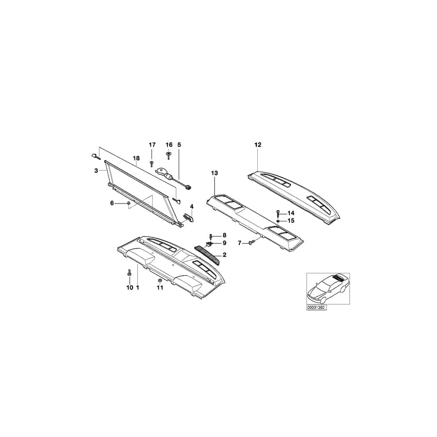 Genuine BMW 51468174269 E38 Rear Window Shelf F Sun Blind/Subwoofer ANTHRAZIT (Inc. 740i, 735iL & 730iL)
