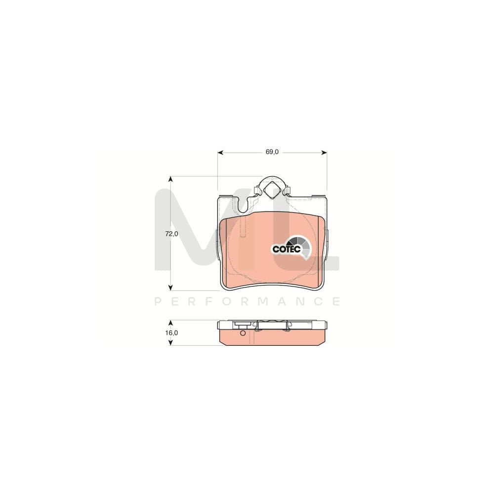 TRW Cotec Gdb1455 Brake Pad Set Suitable For Mercedes-Benz S-Class Prepared For Wear Indicator