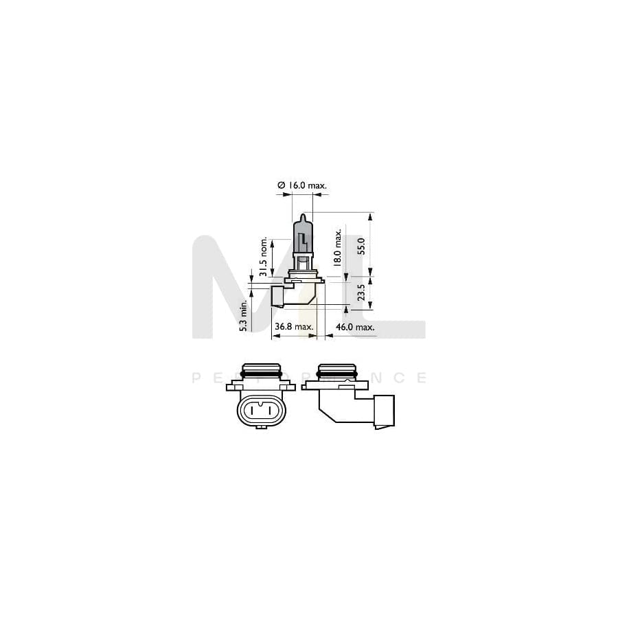 PHILIPS 9006WVUB1 Bulb, spotlight HB4 12V 51W P22d Halogen