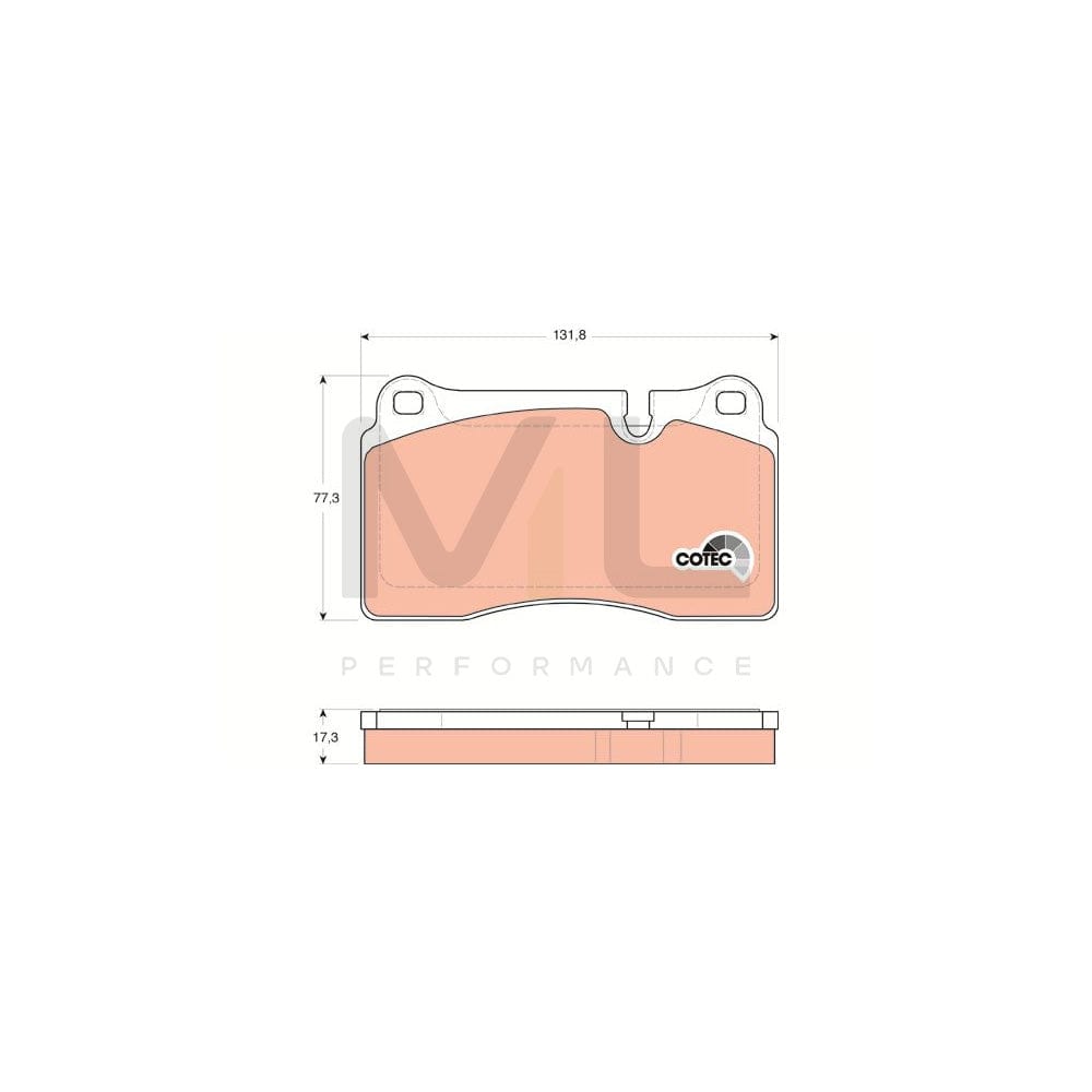 TRW Cotec Gdb1743 Brake Pad Set For Land Rover Range Rover Prepared For Wear Indicator