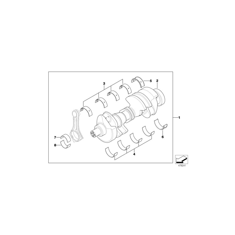 Genuine BMW 11212248600 E38 E65 Bearing Shell Yellow 70,00mm (Inc. 740d)