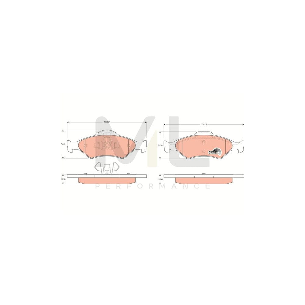 TRW Cotec Gdb1418 Brake Pad Set Not Prepared For Wear Indicator
