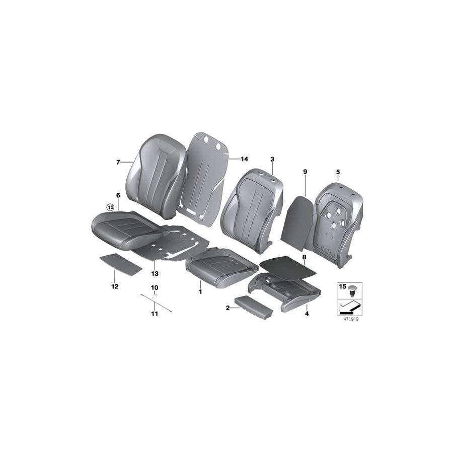 Genuine BMW 52107420160 G11 G12 Cover Backrest Leather Right RSE, NASW SCHW. (Inc. M760iX, 730Ld & 750dX)