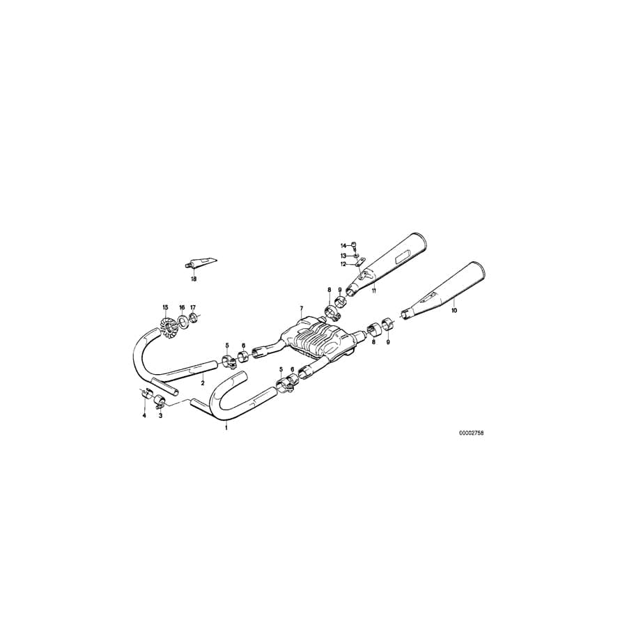 Genuine BMW 18121452097 Front Muffler (Inc. R 65 RT)