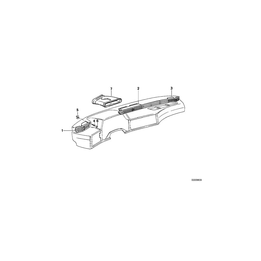 Genuine BMW 64221381676 E24 Fresh Air Grille, Right (Inc. M635CSi, 635CSi & 628CSi)