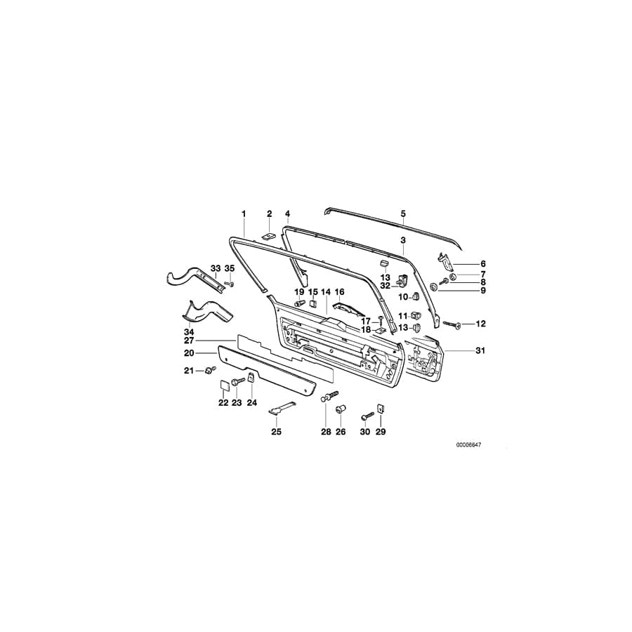 Genuine BMW 51498133230 E34 Upper Trunk Lid Trim Panel ULTRAMARIN (Inc. 518i, 525tds & 525td)