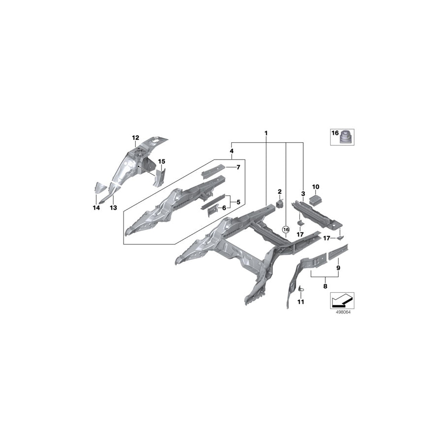 Genuine BMW 41007431634 G31 F90 G30 Extension, Side Member, Upper Right (Inc. 518d, 525d & 540i)