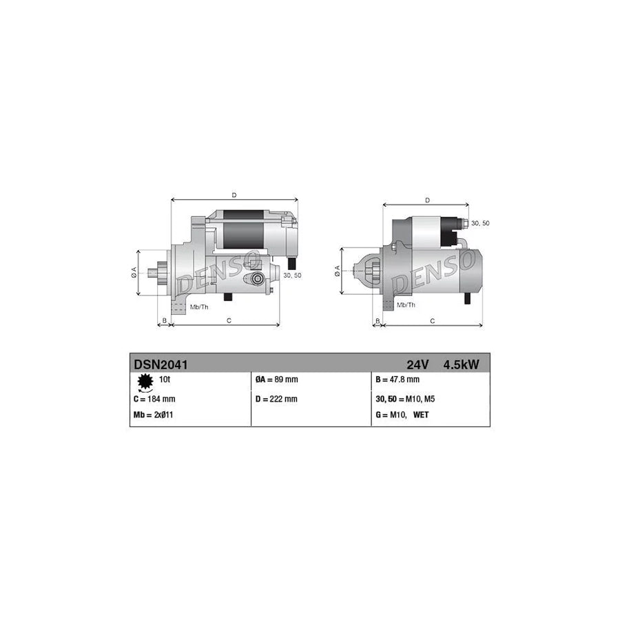 DENSO DSN2041 Starter Motor