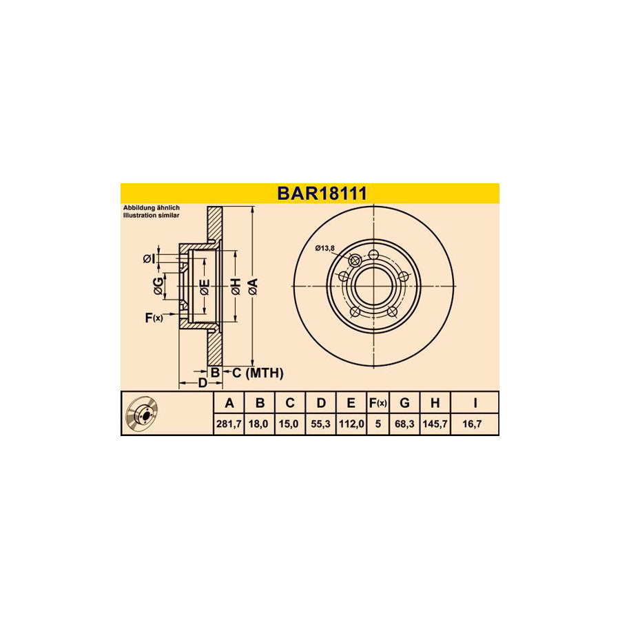 Barum Bar18111 Brake Disc for VW Transporter