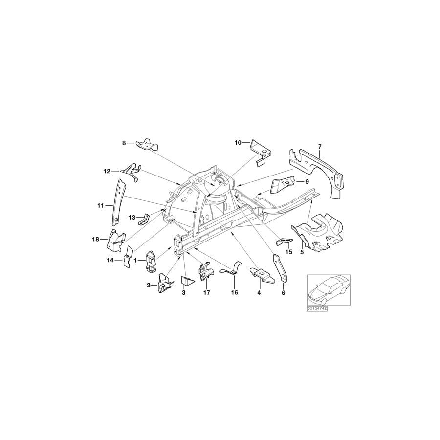 Genuine BMW 41117001506 E65 E66 E67 Holder, Brake Hose, Right (Inc. 730d, 730Ld & 760i)
