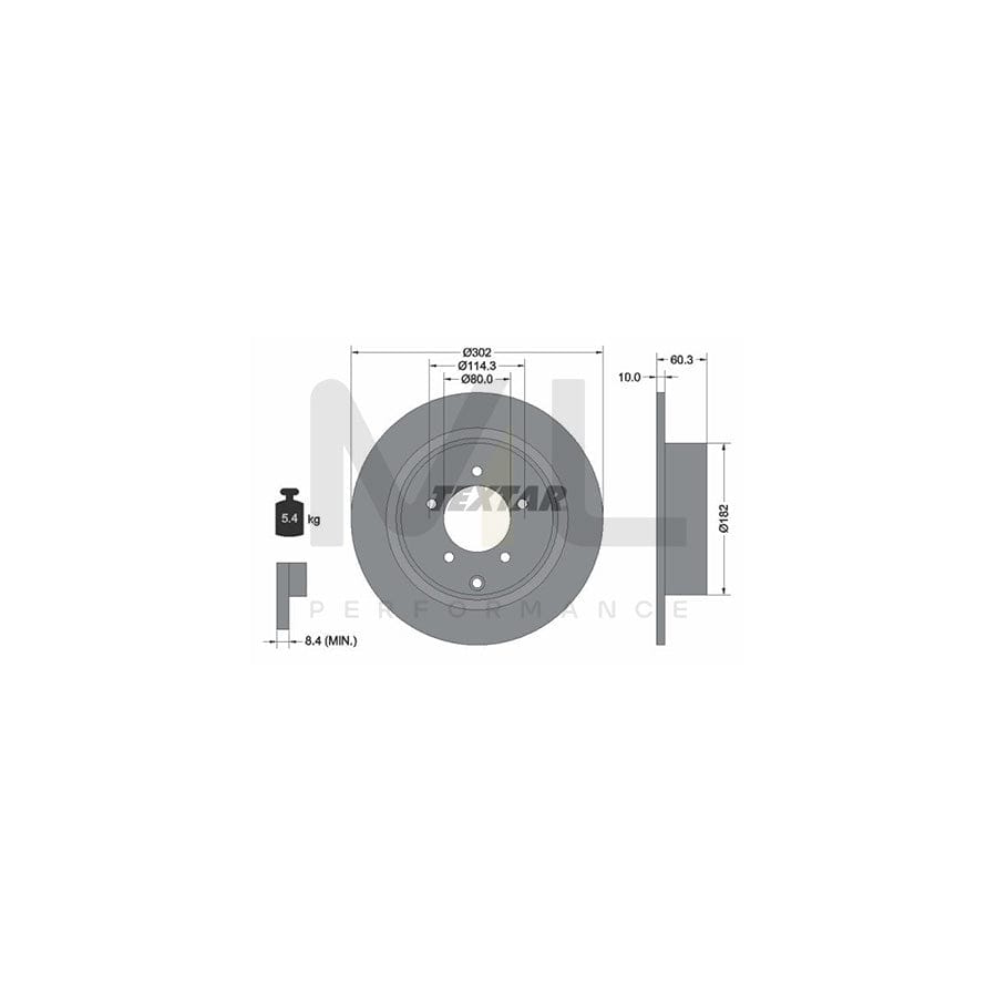 TEXTAR PRO 92177303 Brake Disc Solid, Coated, without wheel hub, without wheel studs  - 1 piece