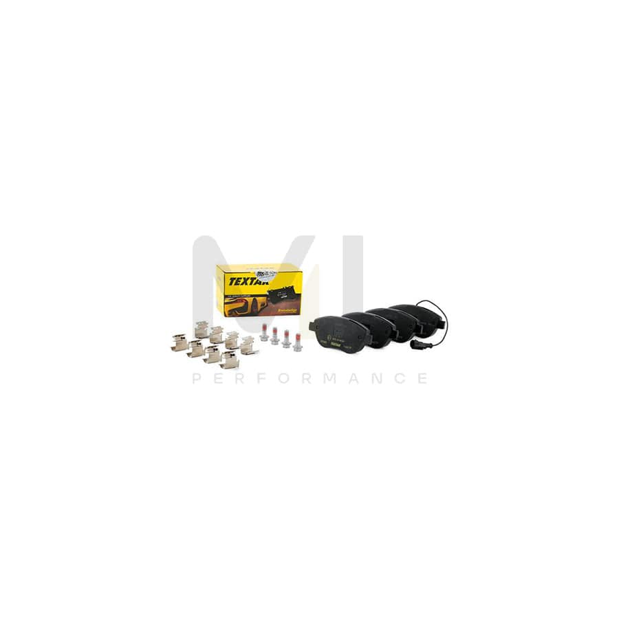 TEXTAR 2370802 Brake pad set with integrated wear warning contact, with brake caliper screws, with accessories